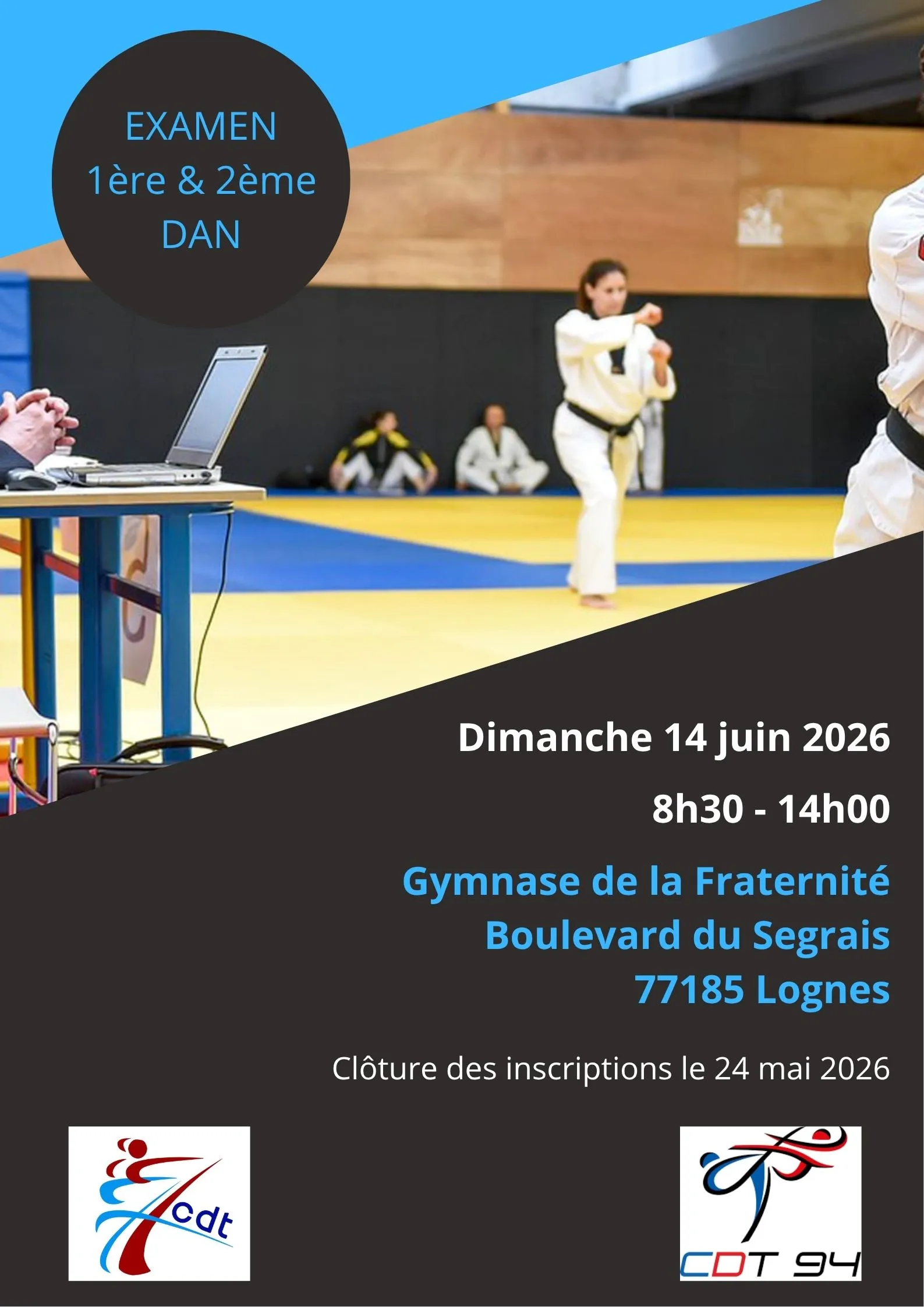 Affiche examen DAN CDT77 TKD